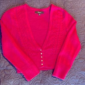 Express Fuchsia Cropped Cardigan